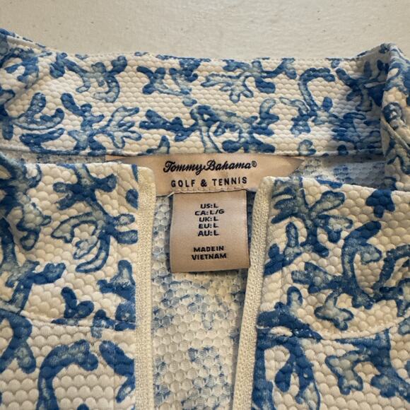 Tommy Bahama Golf & Tennis Size L Zip active top tropical print - Picture 2 of 3
